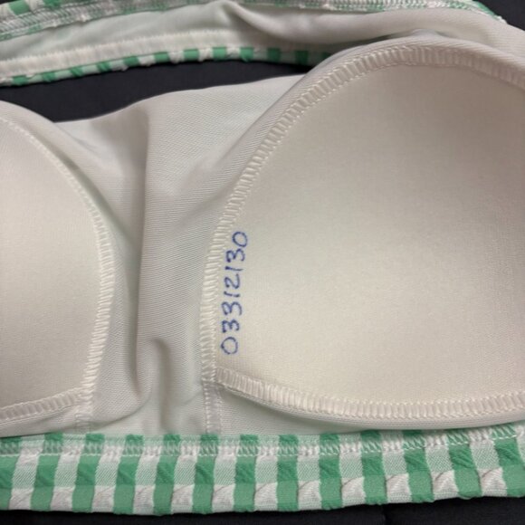 Lands' End Gingham Square Neck Halter Bikini Swim top - Size: Small Long Altered - Picture 3 of 10